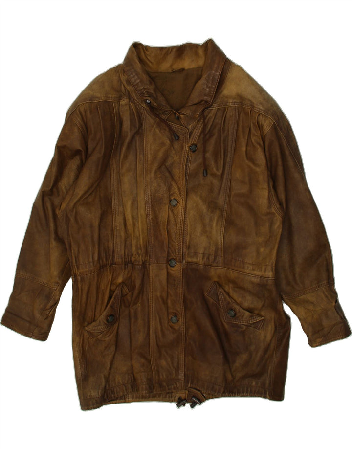 YESSICA Womens Leather Coat EU 40 Medium Brown Leather Vintage Yessica and Second-Hand Yessica from Messina Hembry 