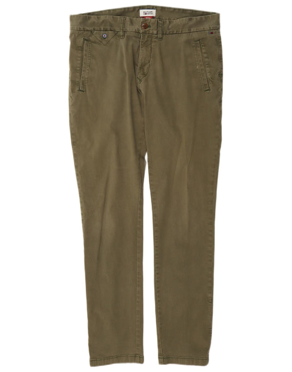 Pantaloni chino slim da uomo Tommy Hilfiger W34 L34 cotone kaki