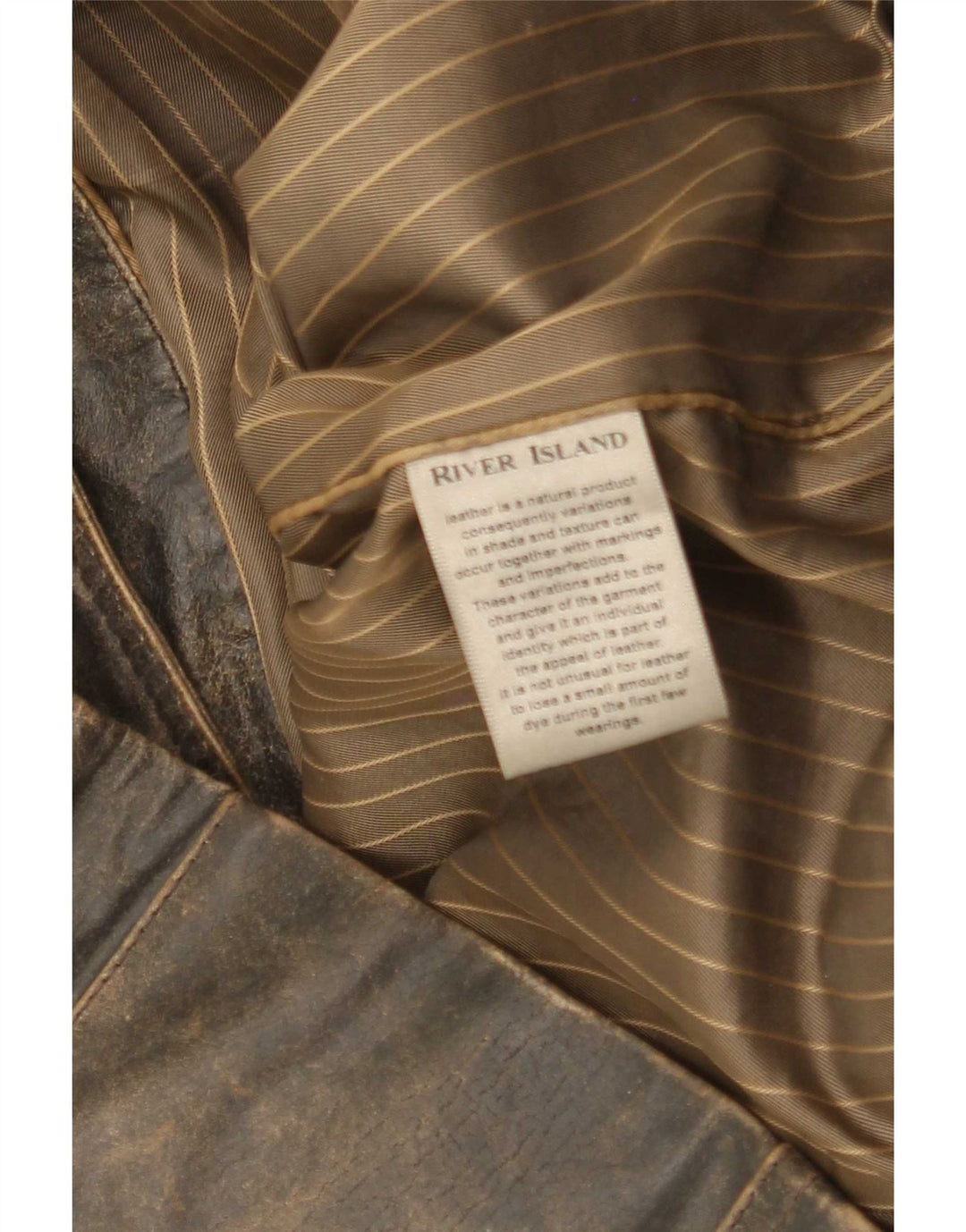 Giacca in pelle da uomo River Island UK 38 Marrone medio