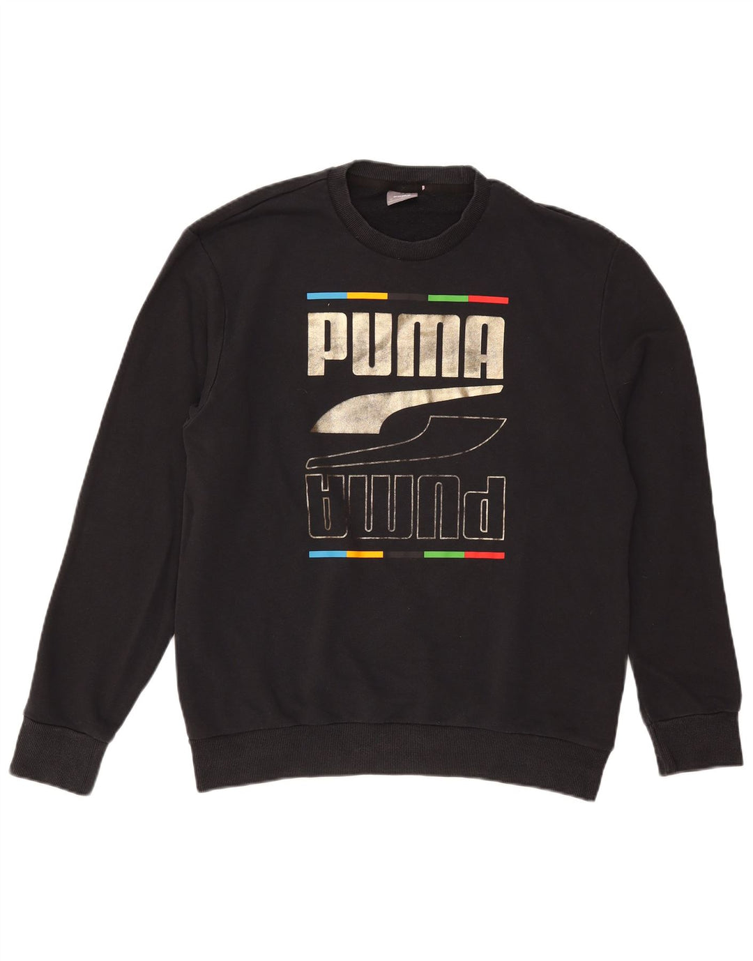 Felpa grafica da uomo Puma Felpa media in cotone nero