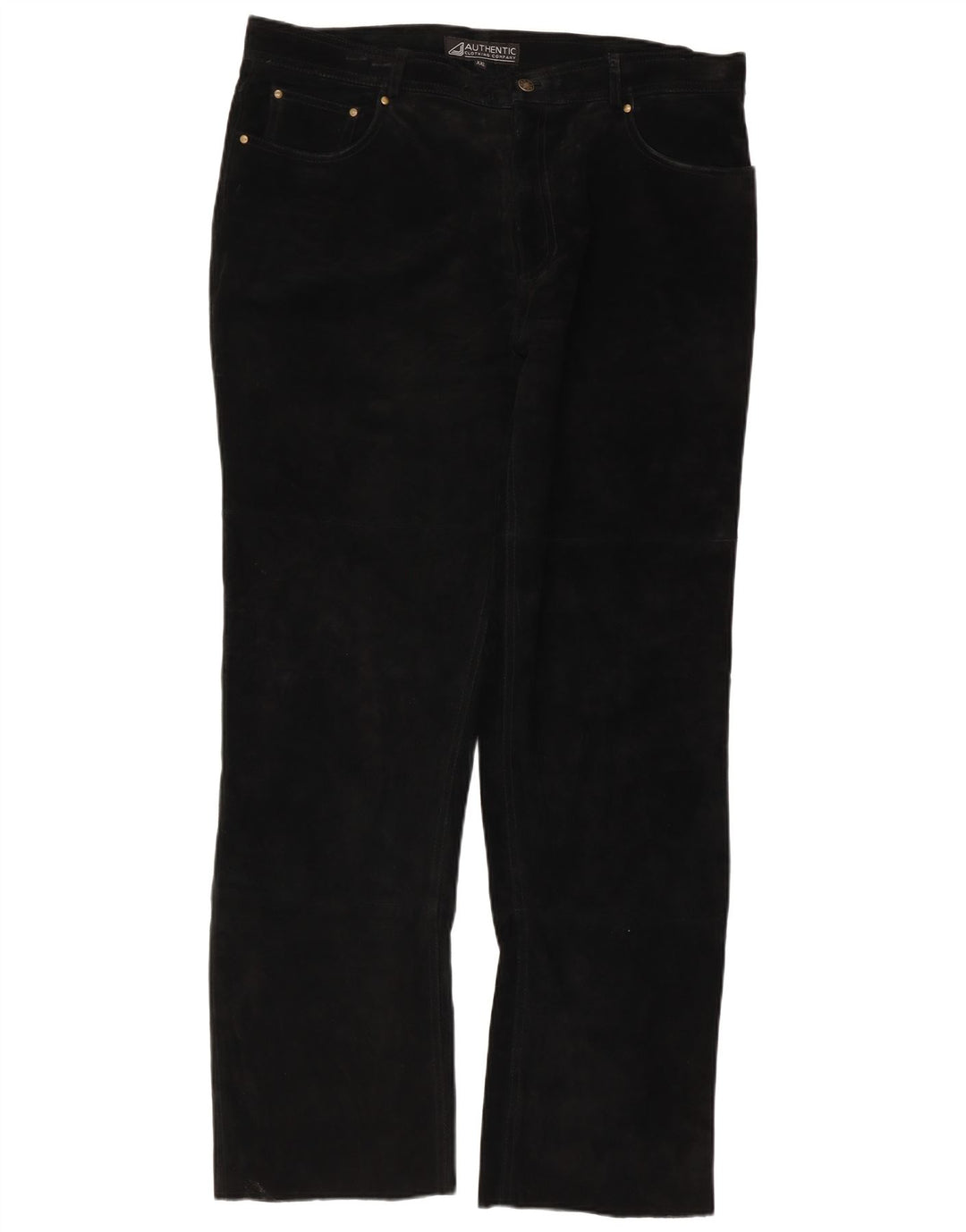 Pantaloni autentici da uomo in pelle scamosciata dritta 2XL W38 L32 in pelle nera