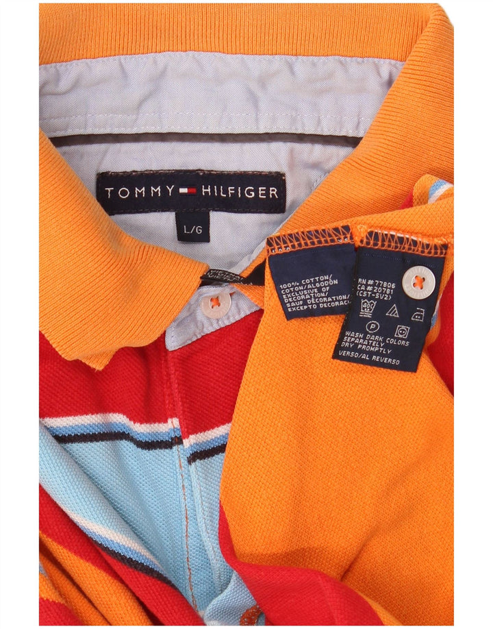 Polo da uomo Tommy Hilfiger grande in cotone a righe multicolori