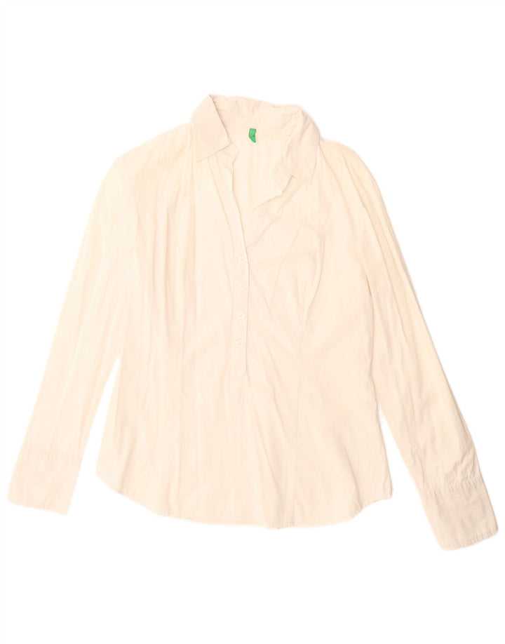 Camicia pullover da donna Benetton UK 16 grande cotone bianco sporco