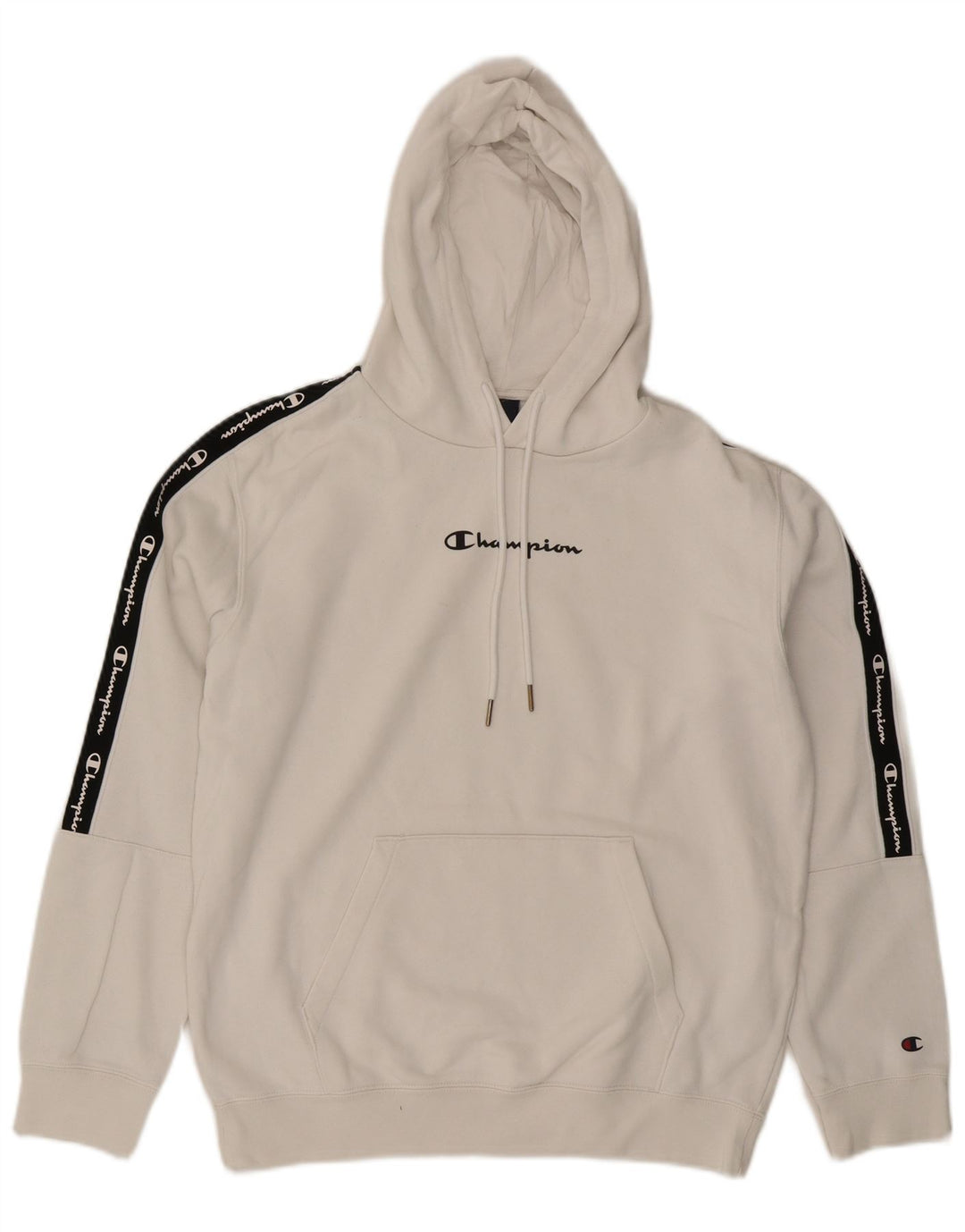 Felpa con cappuccio grafica da uomo Champion, cotone color block bianco medio