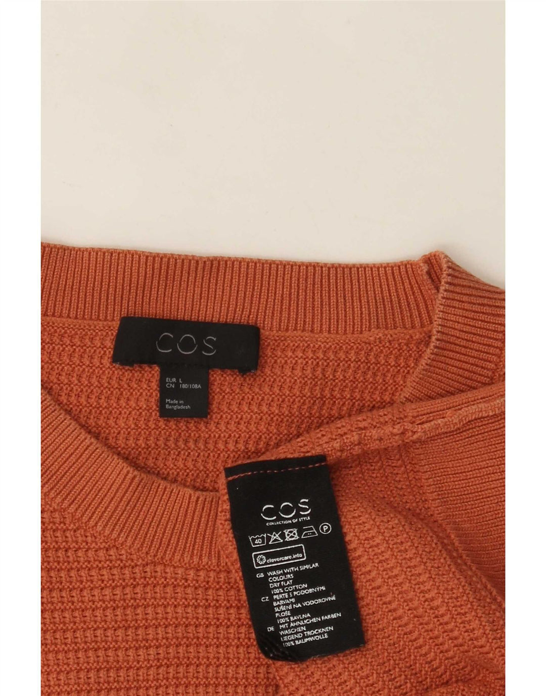 Cos Uomo Girocollo Maglione Maglione Grande Cotone Arancione