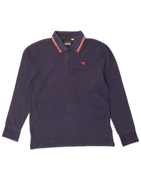 Polo Diadora Uomo Manica Lunga Cotone Medio Blu Navy