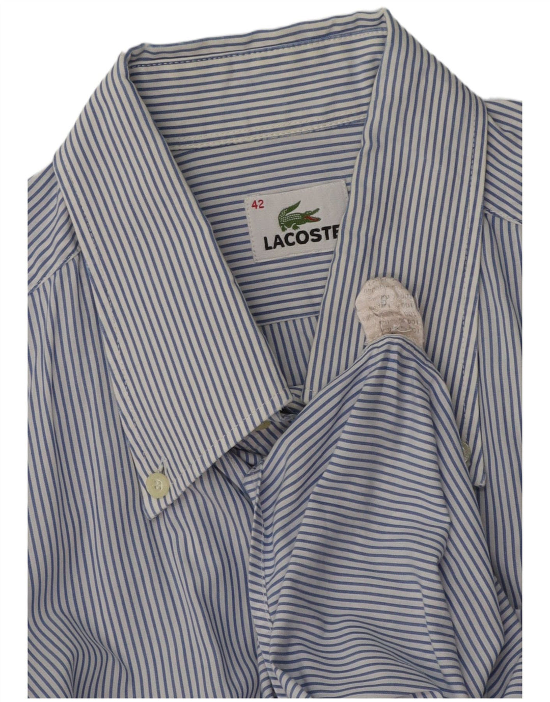 Camicia da uomo LACOSTE taglia 42 grande cotone gessato blu