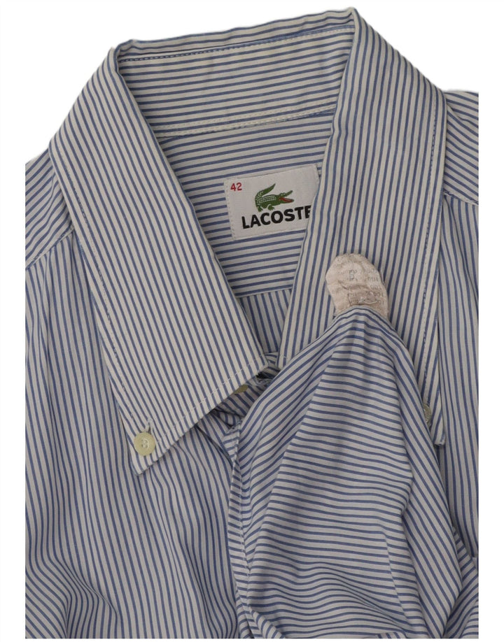 Camicia da uomo LACOSTE taglia 42 grande cotone gessato blu