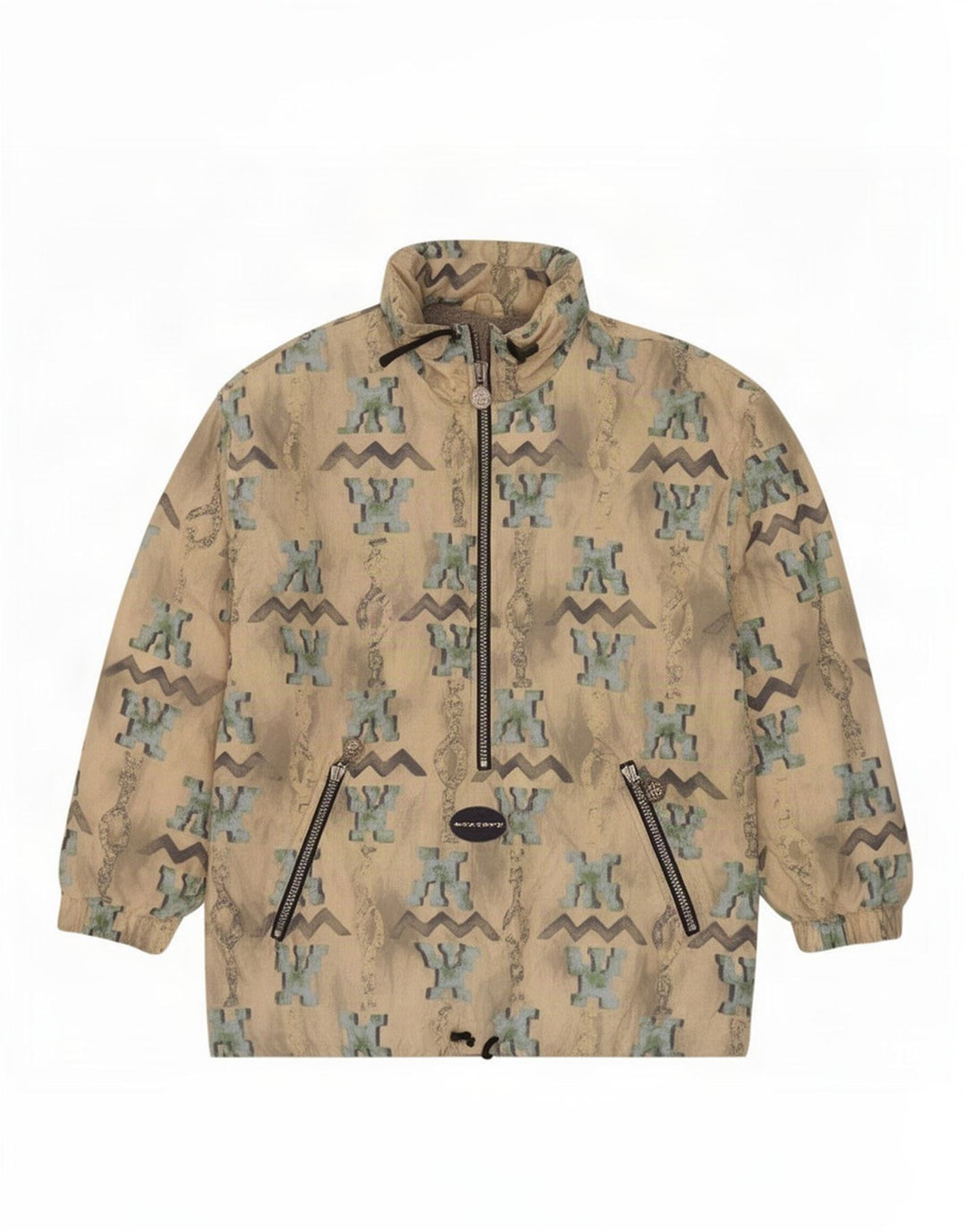 Exxtasy Giacca anorak da uomo con vestibilità ampia e modello astratto UK 36 Small Bianco sporco