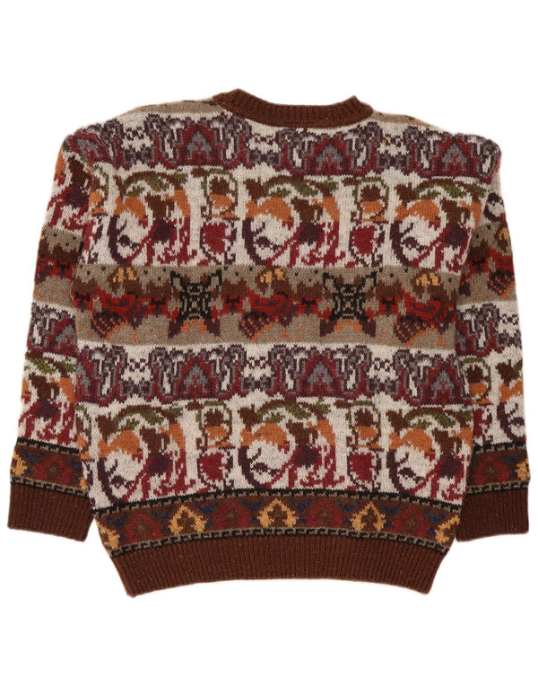 Maglione girocollo da uomo Fiume IT 50 Acrilico Fair Isle bordeaux medio