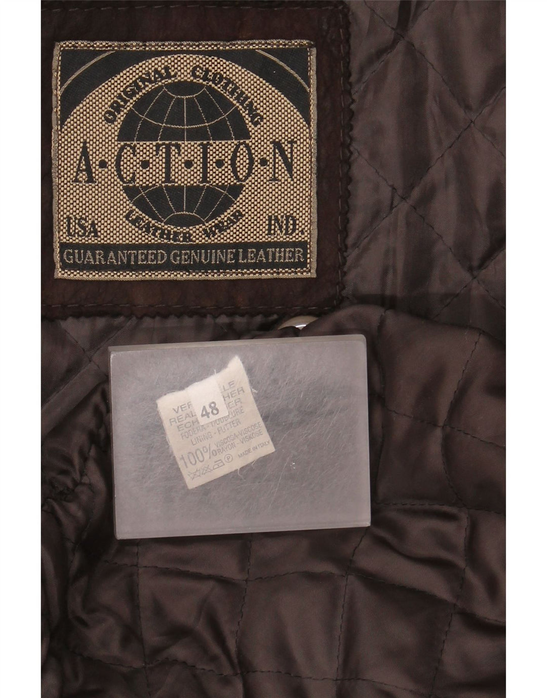 Giacca in pelle vintage da uomo IT 48 in pelle marrone medio