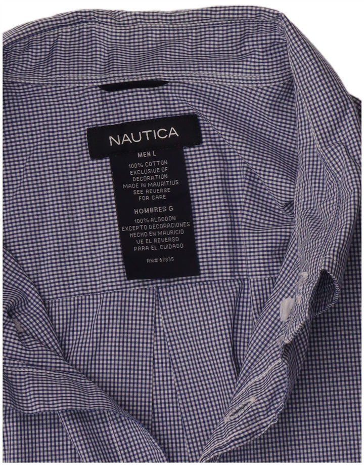 Camicia da uomo Nautica Large in cotone a quadretti blu