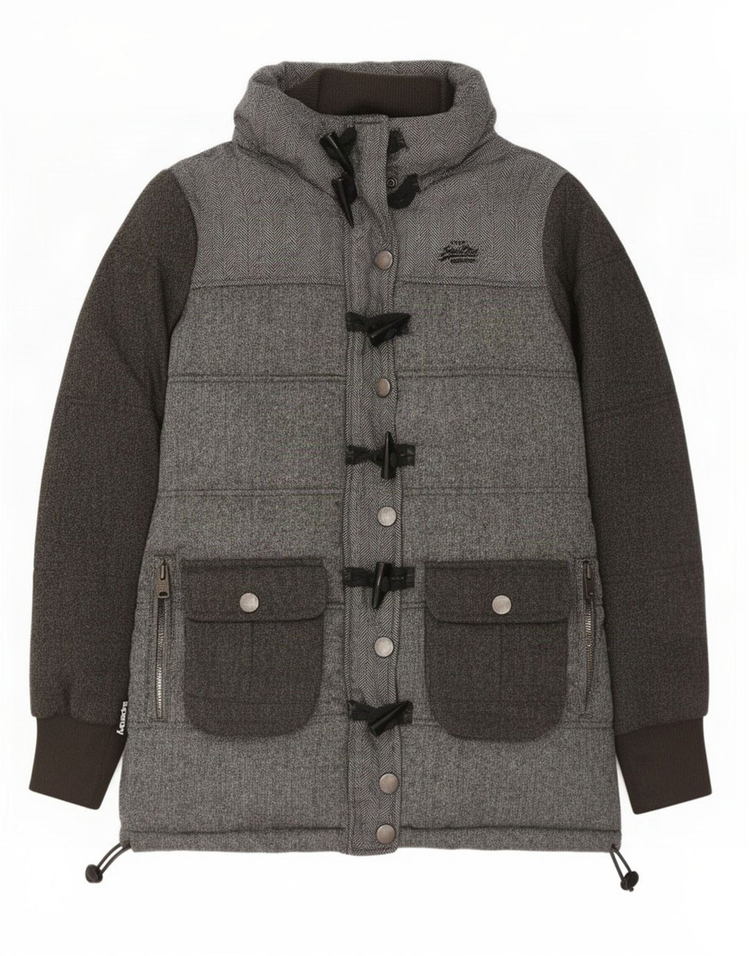 Giacca imbottita da donna Superdry UK 14 Poliestere a spina di pesce grigio medio