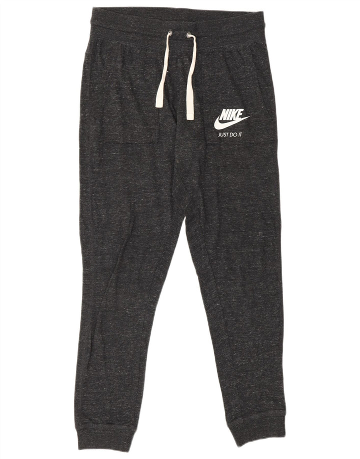 NIKE Pantaloni da tuta con grafica da donna Joggers UK 10 Small Grey Flecked