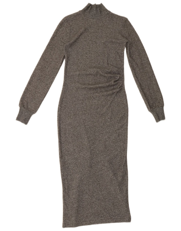 Vestito lungo a maniche lunghe da donna Zara UK 8 piccolo grigio