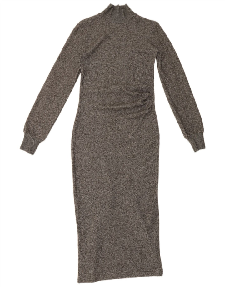 Vestito lungo a maniche lunghe da donna Zara UK 8 piccolo grigio