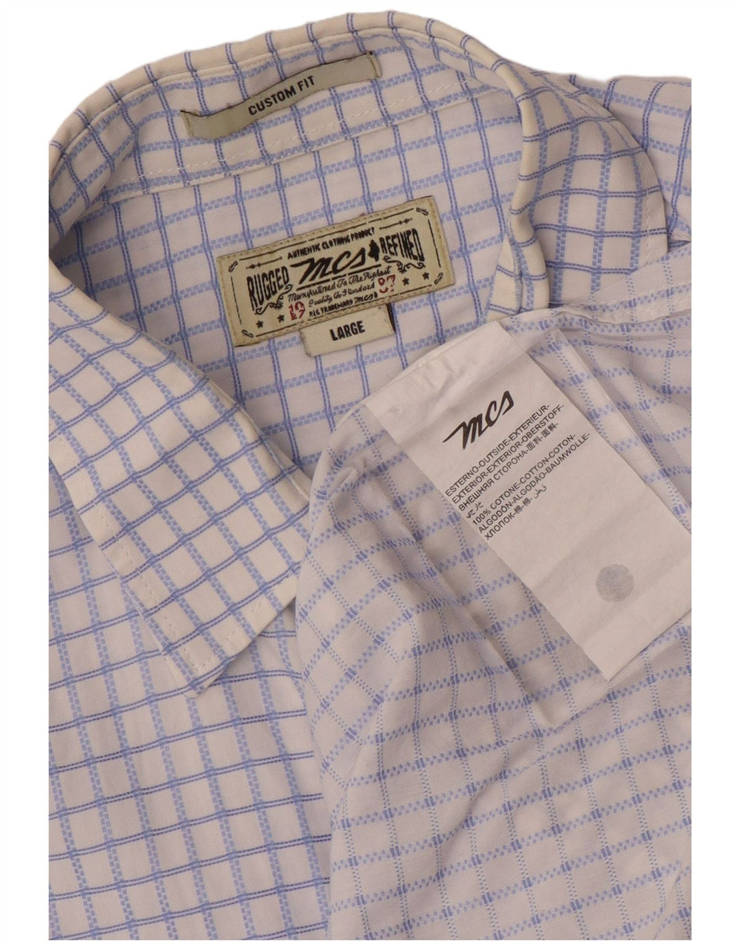 Camicia da uomo su misura Marlboro Classics, cotone a quadri blu grandi
