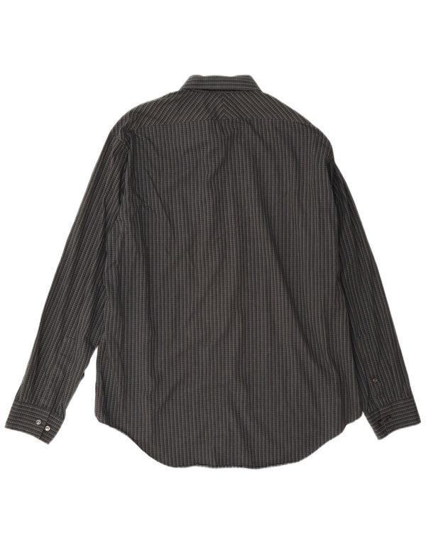 Camicia slim fit da uomo Calvin Klein taglia 17 XL cotone a quadri grigio