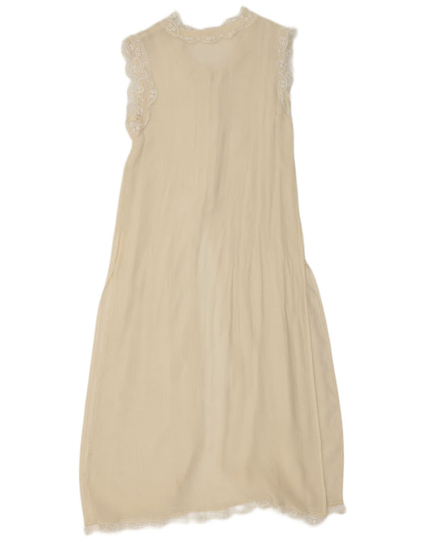 Abito sottoveste vintage da donna UK 10 piccolo bianco sporco
