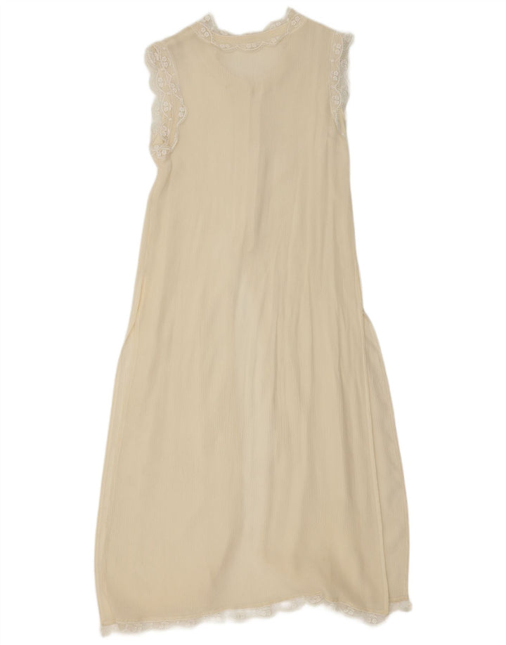 Abito sottoveste vintage da donna UK 10 piccolo bianco sporco