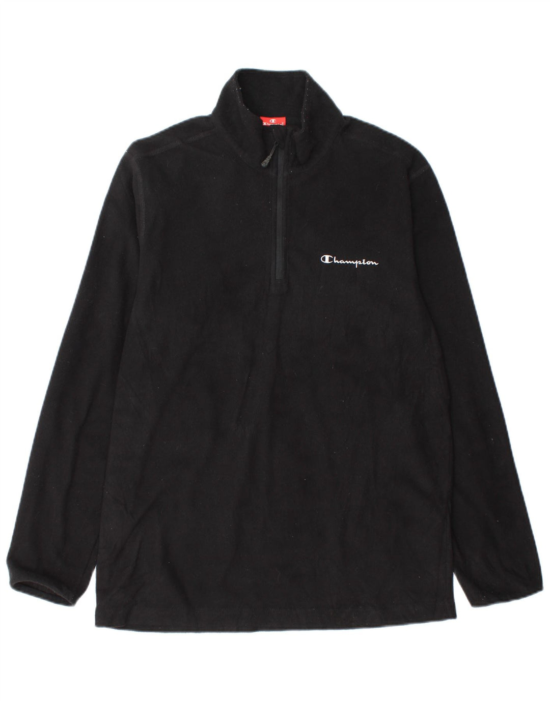 CHAMPION Maglione in pile da uomo con zip e collo, grande, in poliestere nero