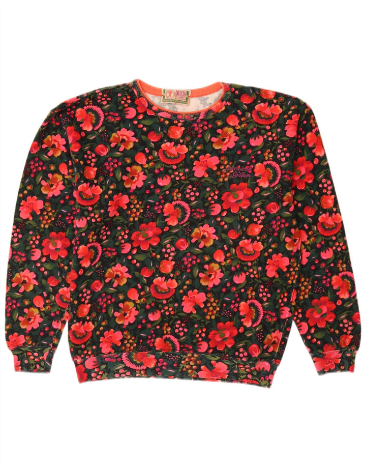 Felpa da donna American System maglione UK 14 medio multicolore floreale