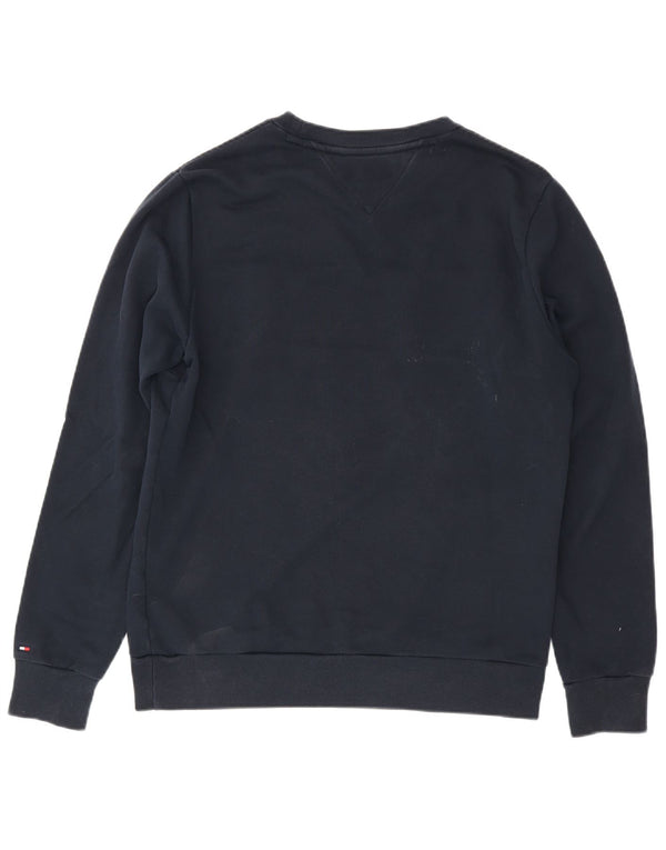 Tommy Hilfiger Uomo Felpa Maglione Grande Blu Navy Colorblock Cotone