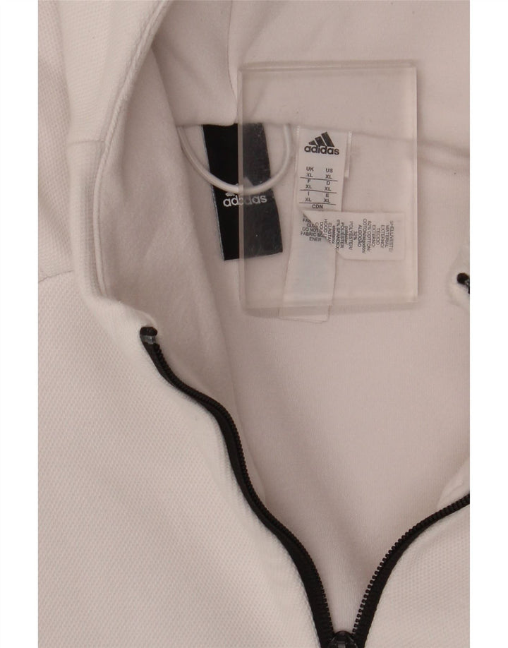 Felpa con cappuccio e zip Adidas da uomo XL in cotone bianco