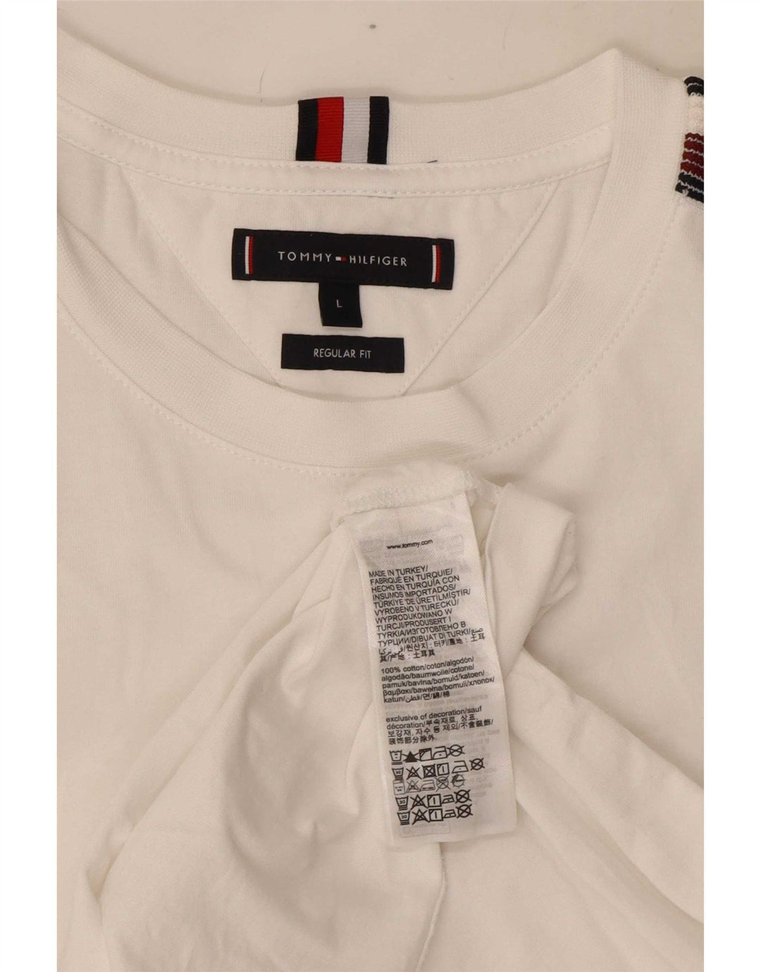 Tommy Hilfiger Uomo Regular Fit T-shirt Top Large in cotone bianco