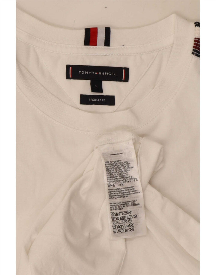 Tommy Hilfiger Uomo Regular Fit T-shirt Top Large in cotone bianco