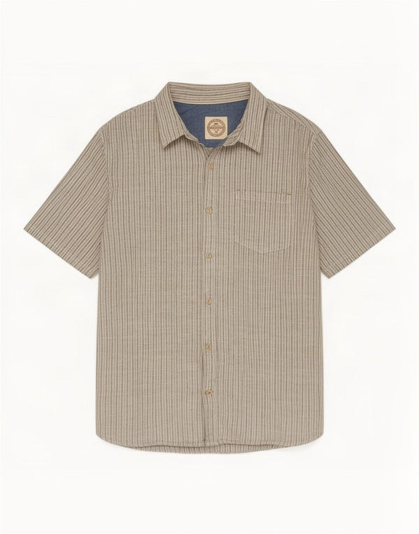 Camicia a maniche corte da uomo Fat Face XL in cotone a righe grigie