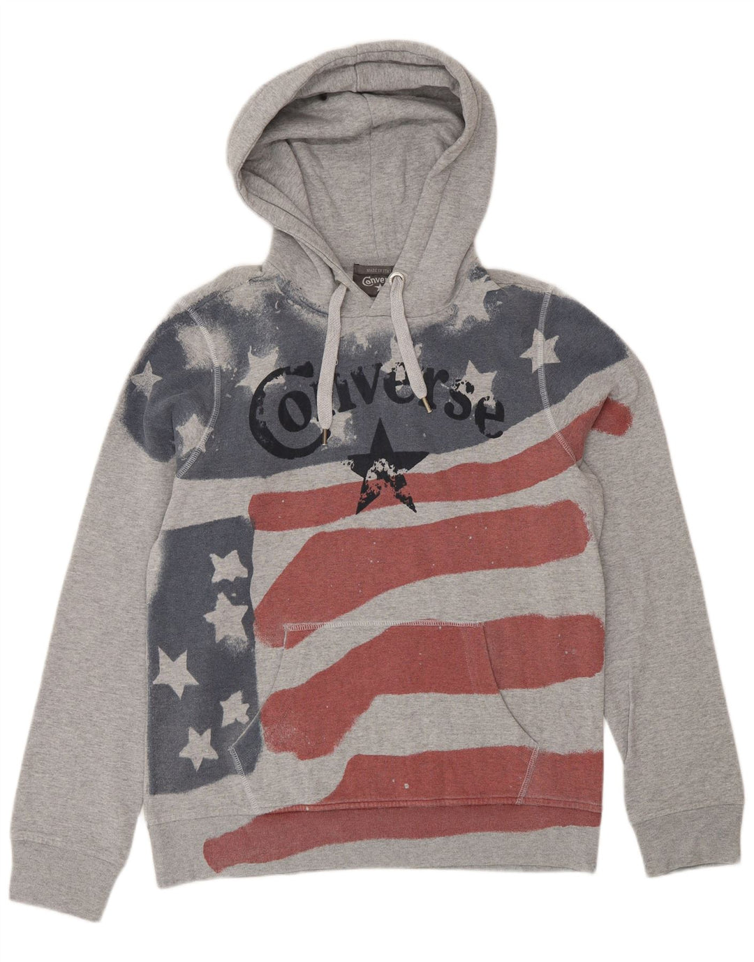 Maglione con cappuccio grafico da uomo Converse Grigio medio
