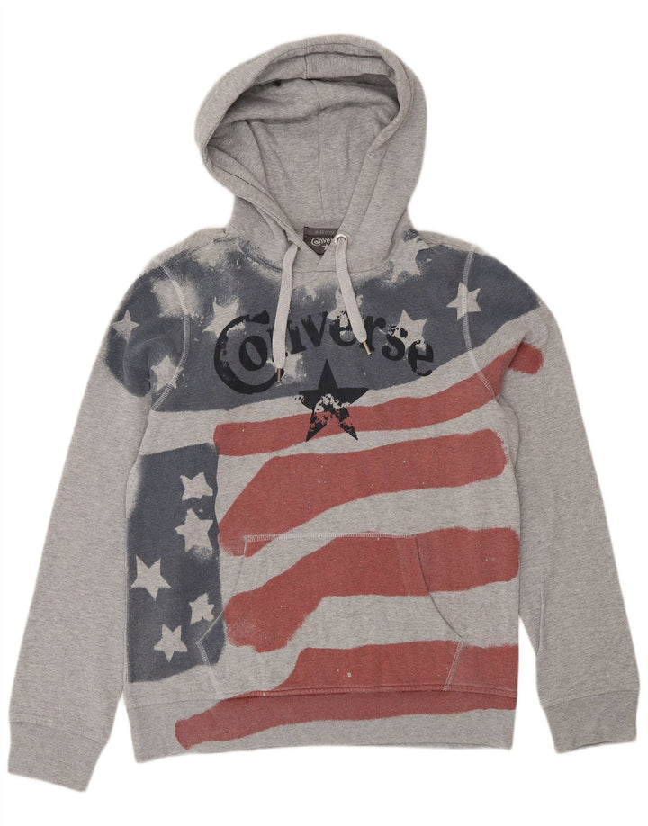 Maglione con cappuccio grafico da uomo Converse Grigio medio