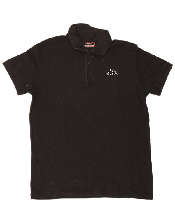 Polo Kappa Uomo Large Nera In Cotone