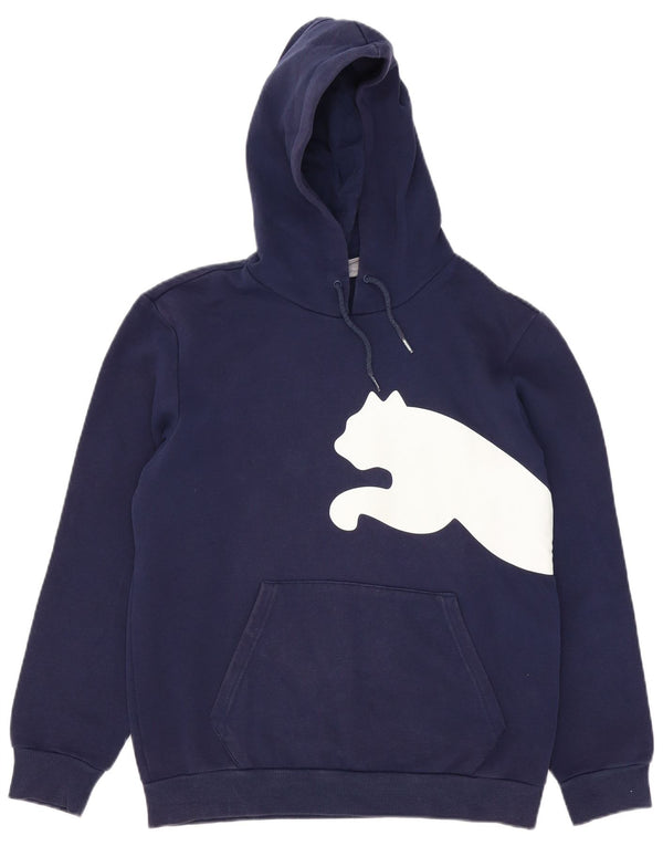 Felpa con cappuccio grafica da uomo Puma Small in cotone blu navy