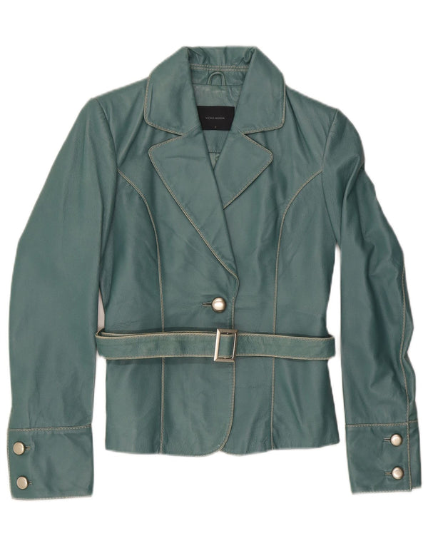 Vero Moda Womens 1 Button Leather Blazer Jacket UK 10 Small Green