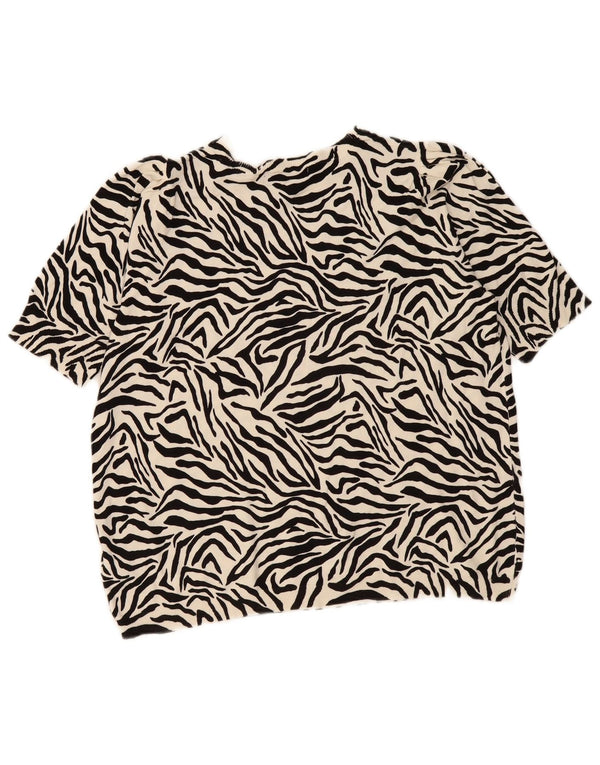 Camicetta da donna Marks & Spencer Top UK 18 XL Off White Animal Print Viscosa