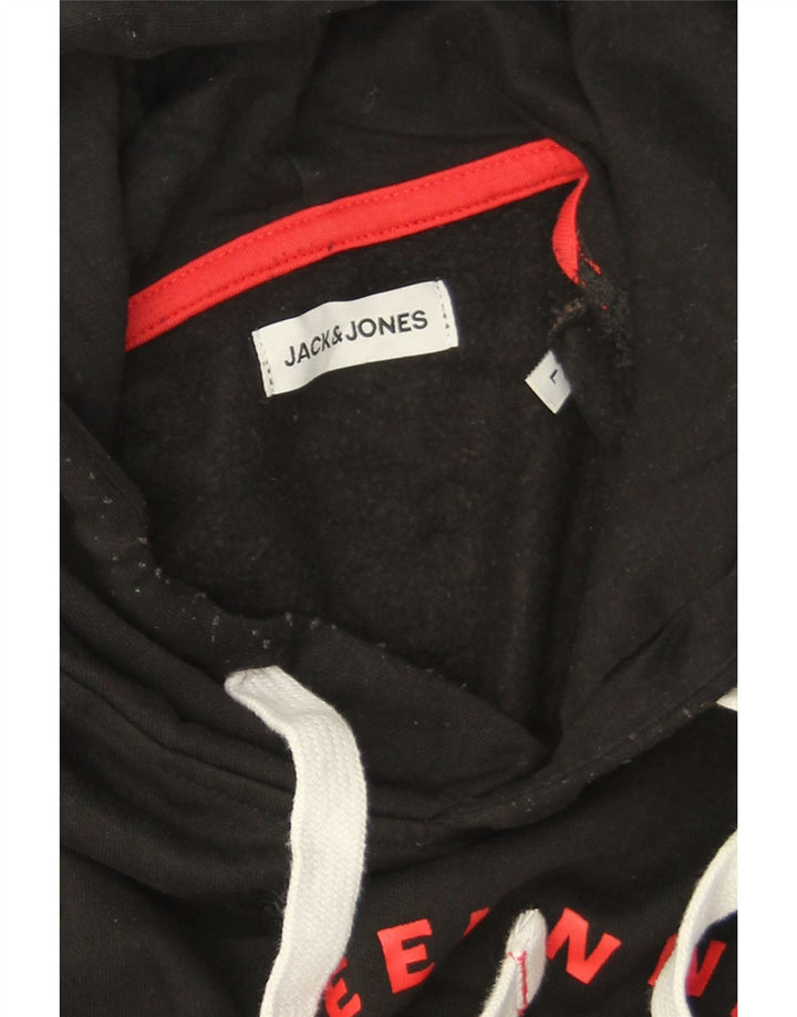 Jack & Jones Felpa con cappuccio grafica da uomo grande nera