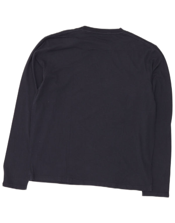 DIESEL Top grafico da uomo a maniche lunghe XL in cotone blu navy