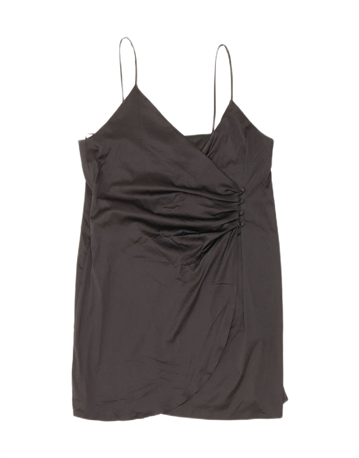 ZARA Abito corto da donna a portafoglio UK 12 medio nero poliestere