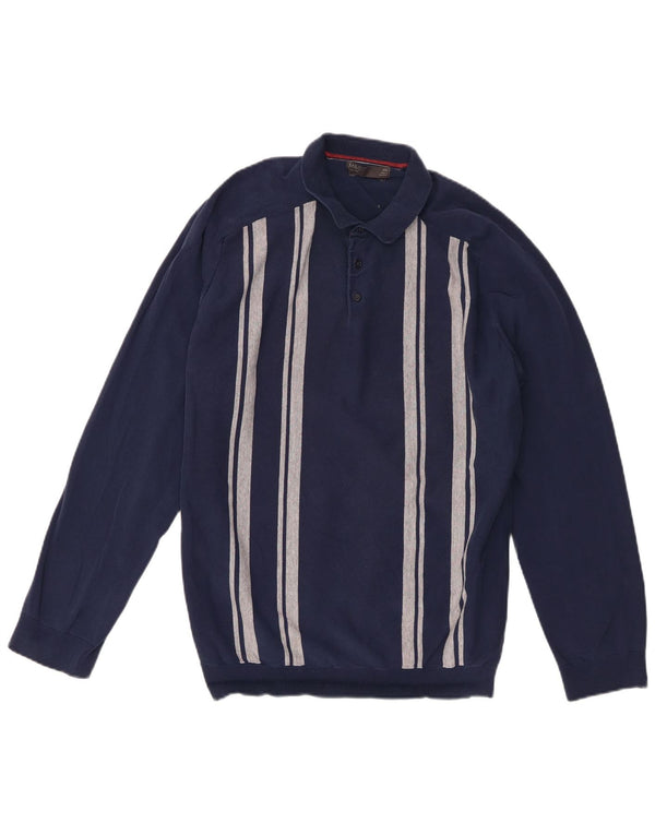 Maglione maglione collo alto da uomo Marks & Spencer 2XL cotone a righe blu navy