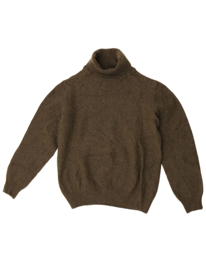 Maglione maglione a collo alto da donna Zara UK 14 grande lana kaki