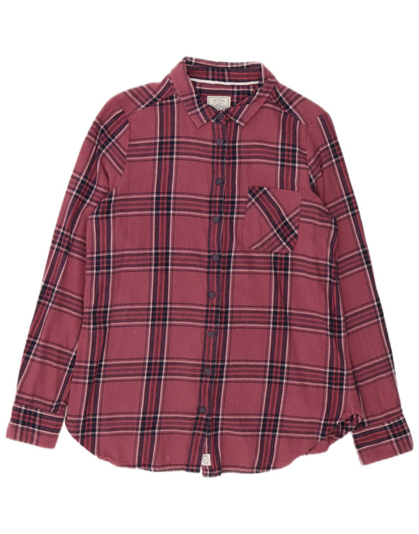 Camicia in flanella da donna Fat Face UK 12 cotone scozzese medio rosa