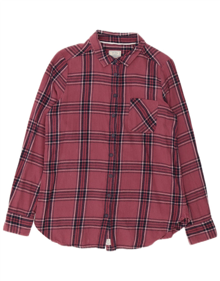 Camicia in flanella da donna Fat Face UK 12 cotone scozzese medio rosa