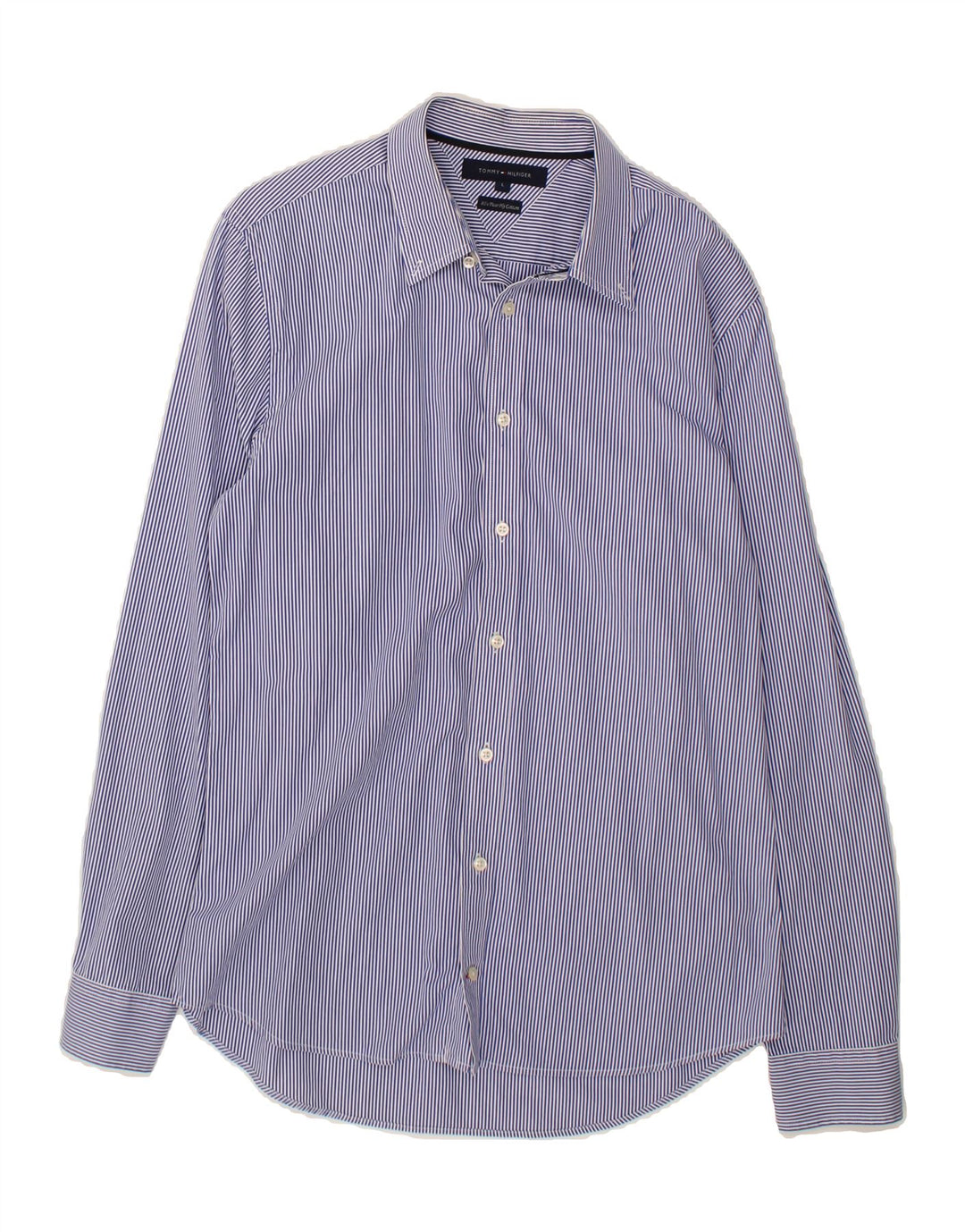 TOMMY HILFIGER Mens Shirt Large Blue Pinstripe Cotton Vintage Tommy Hilfiger and Second-Hand Tommy Hilfiger from Messina Hembry 