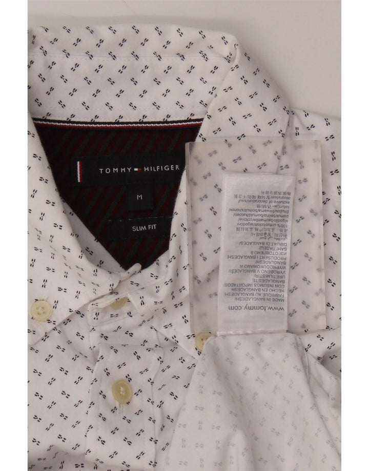 Camicia slim fit da uomo Tommy Hilfiger cotone maculato bianco medio