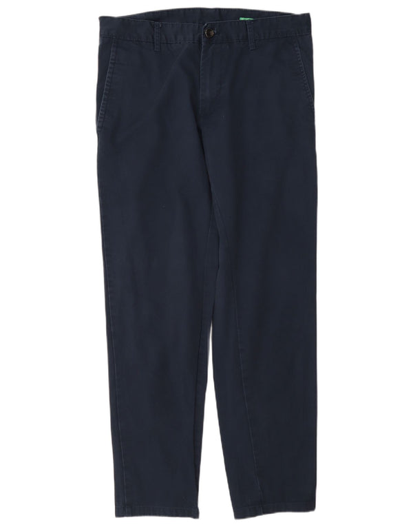 Pantaloni Chino Dritti Da Donna Benetton IT 46 Large W32 L29 Blu Navy