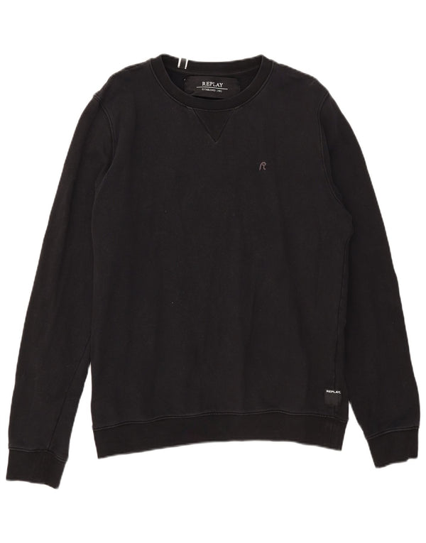 Felpa da donna Replay Jumper UK 16 grande cotone nero