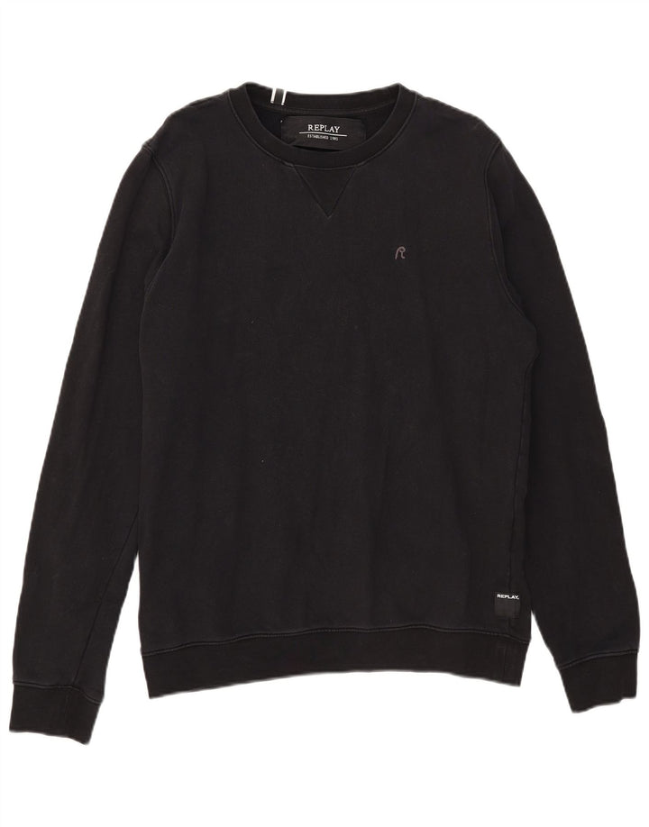 Felpa da donna Replay Jumper UK 16 grande cotone nero