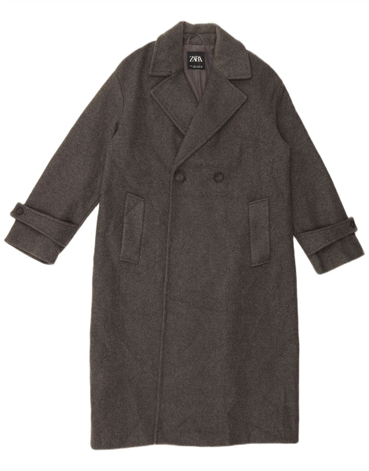 Cappotto doppiopetto oversize da donna Zara UK 10 piccolo poliestere grigio